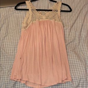 Lace pink tank top blouse